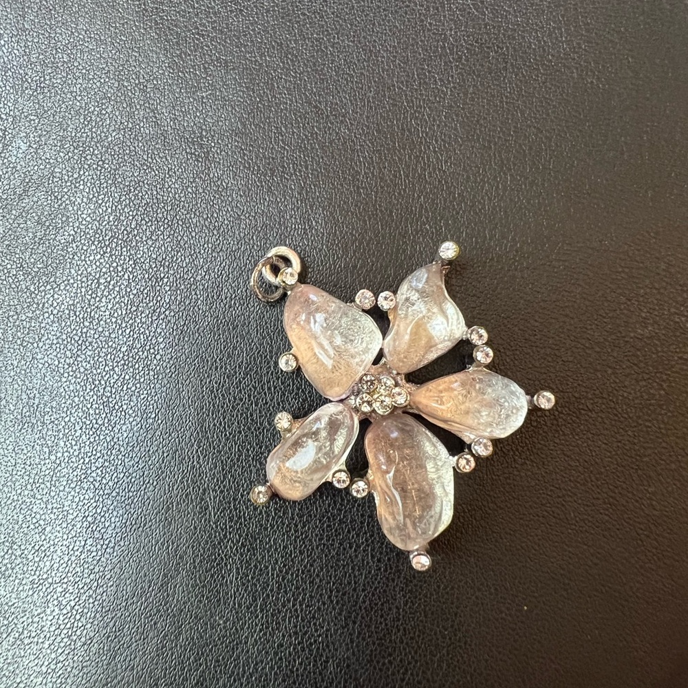 Cecile Jeanne Paris Clear Resin Rhinestone Abstract Floral Pendant